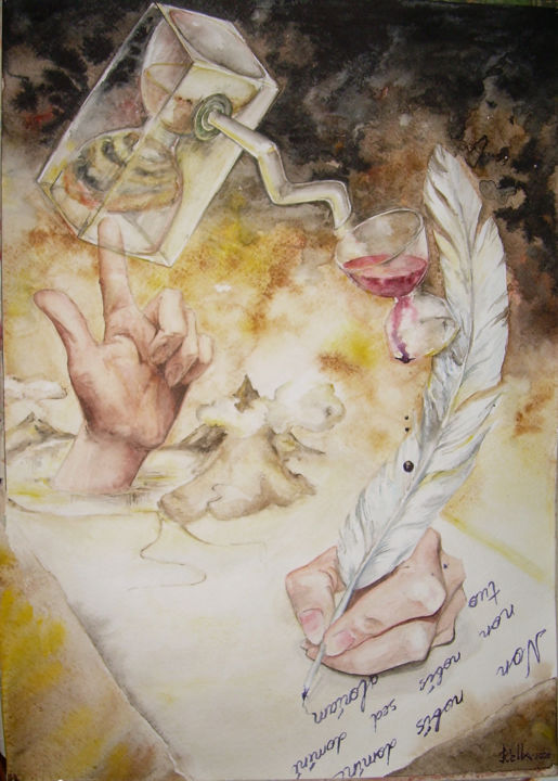 Pittura intitolato "Парадокс клепсидры" da Kella, Opera d'arte originale, Olio