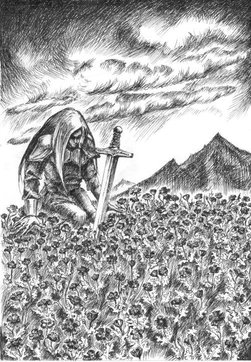 Картина под названием "Лаан Ниэн, поле чер…" - Къелла, Подлинное произведение искусства, Масло