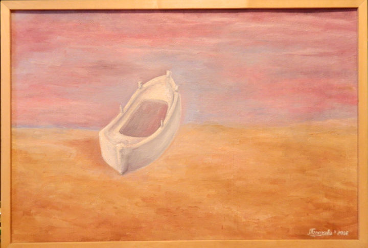 Painting titled "Одинокая лодка" by Kella, Original Artwork