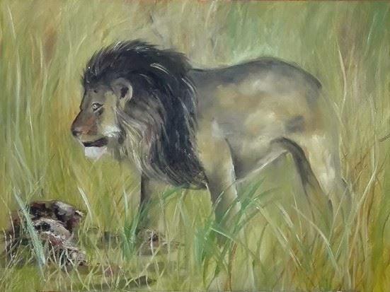Peinture intitulée "Lion" par Kyle Moore, Œuvre d'art originale, Huile
