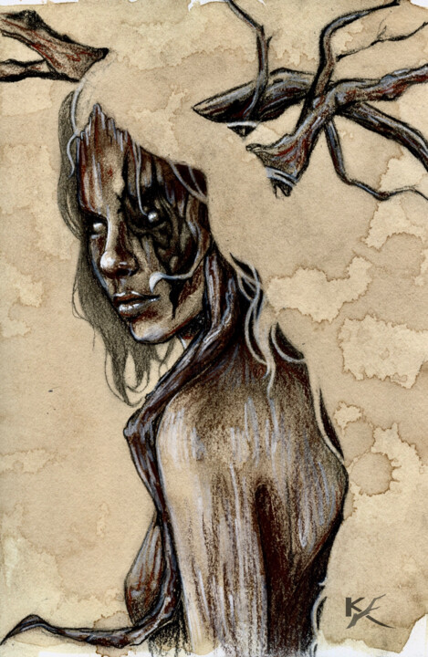 「What Wanders the Wo…」というタイトルの描画 Kylie Holland (KyA Illustration)によって, オリジナルのアートワーク, 木炭