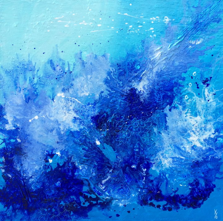 Painting titled "lazuli-70x70" by Kyo Pépin, Original Artwork