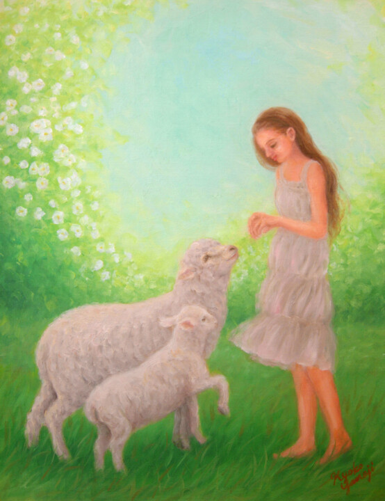 Painting titled "White Garden" by Kyoko Yamaji, Original Artwork, Oil