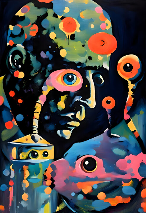 Digitale Kunst getiteld "All eyes on you" door Kyozai, Origineel Kunstwerk, AI gegenereerde afbeelding