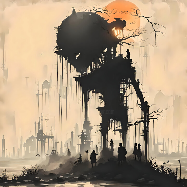 Digital Arts titled "Dystopian #1" by Kyozai, Original Artwork, AI generated image