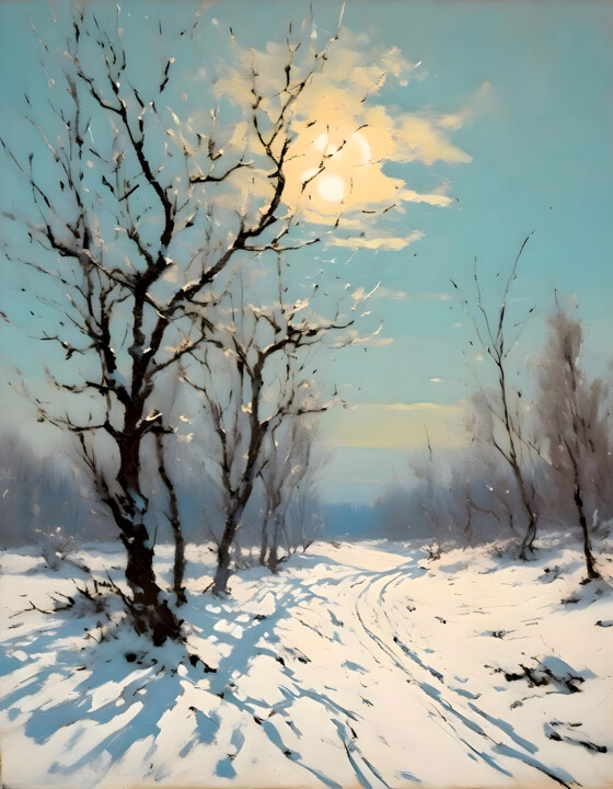 Arts numériques intitulée "Winter (Sunny Day)" par Kyozai, Œuvre d'art originale, Image générée par l'IA