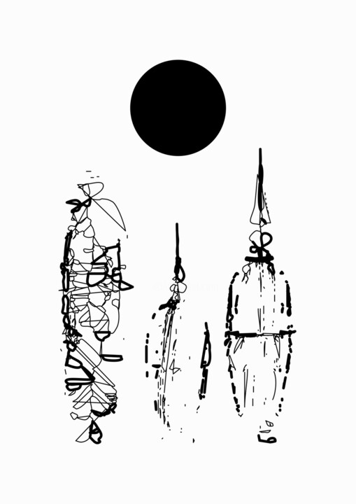Drawing titled "Black Sun 2" by Kyriakos Papadopoulos, Original Artwork, Ink