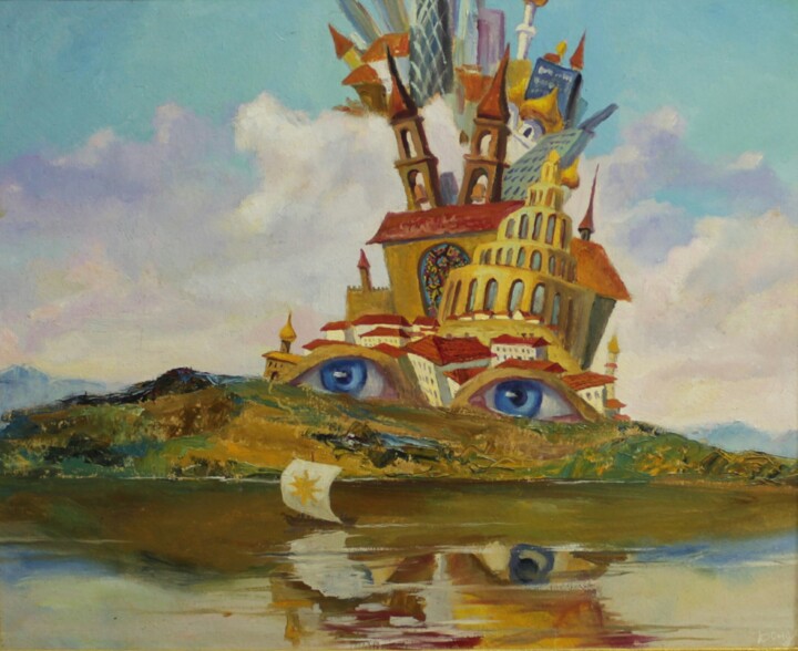 Peinture intitulée "yacht" par Kyrylo Bondarenko, Œuvre d'art originale, Huile