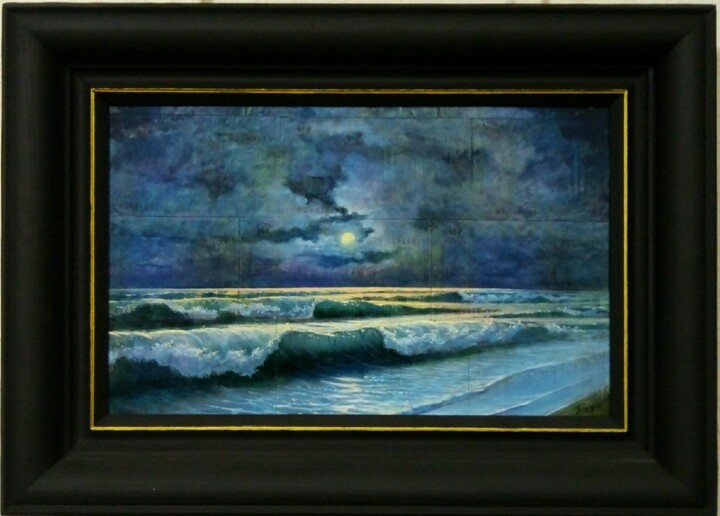 Painting titled "sea landscape beach…" by Kyrylo Bondarenko, Original Artwork, Oil