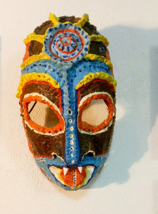 Sculpture titled "ritual mask" by Kyrylo Bondarenko, Original Artwork, Paper maché