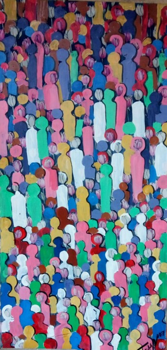 Картина под названием "people tulips" - Kyrylo Bondarenko, Подлинное произведение искусства, Акрил
