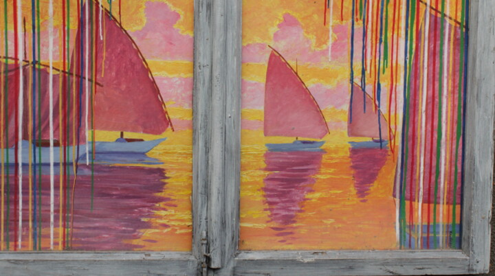 Pittura intitolato "sailboats" da Kyrylo Bondarenko, Opera d'arte originale, Acrilico