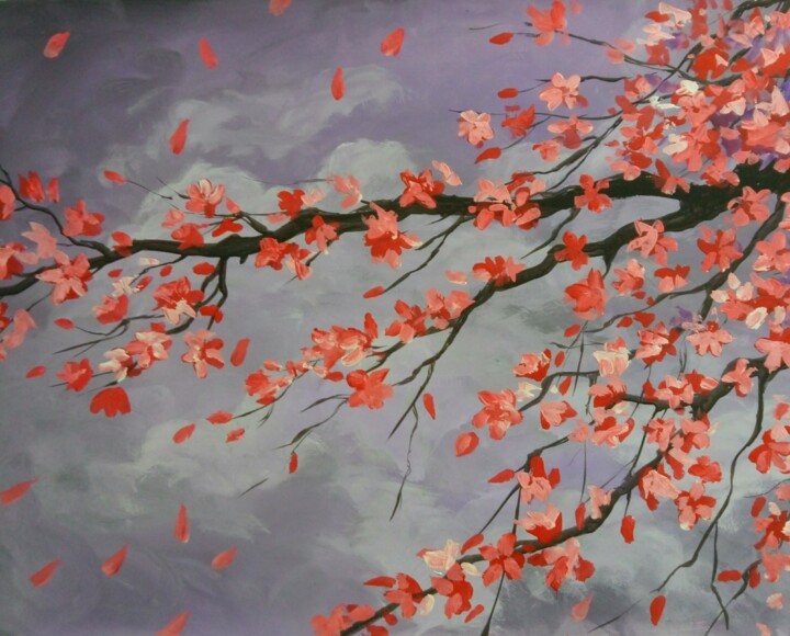 Картина под названием "sakura" - Kyrylo Bondarenko, Подлинное произведение искусства, Акрил