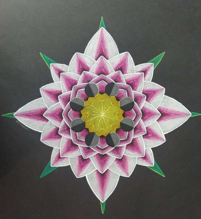 Desenho intitulada "Lotus" por L'Alchimiste De Compostelle, Obras de arte originais, Lápis