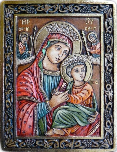 Artisanat intitulée "Notre Dame du Perpé…" par L'Art De L'Icône, Œuvre d'art originale