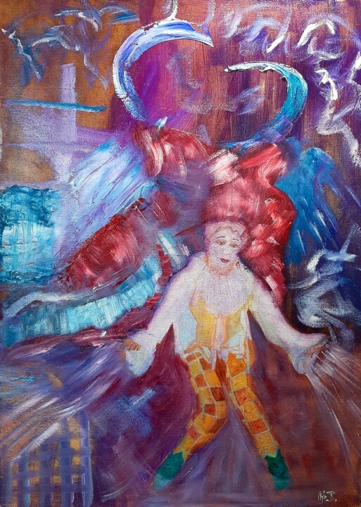Peinture intitulée "Le cirque" par L'Artiphaine Hj Helleboid, Œuvre d'art originale, Huile