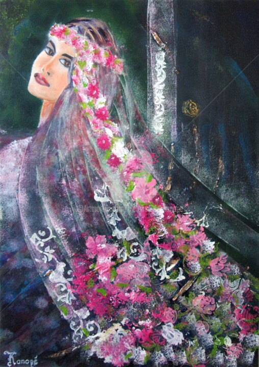 Картина под названием "rubans de fleurs" - L'Atelier De Kanopé, Подлинное произведение искусства, Акрил
