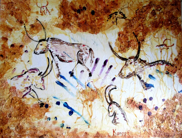 Peinture intitulée "troupeau" par L'Atelier De Kanopé, Œuvre d'art originale, Acrylique