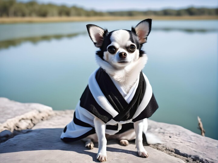 Фотография под названием "Chihuahua zèbre" - Laurence Linsenmaier, Подлинное произведение искусства, Манипулированная фотогр…