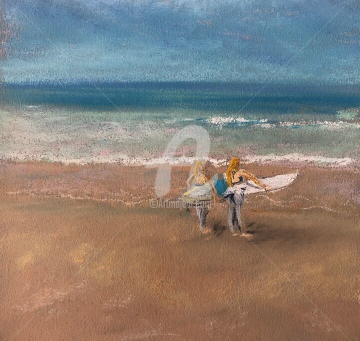 绘画 标题为“Guidel plage” 由L.D, 原创艺术品, 粉彩