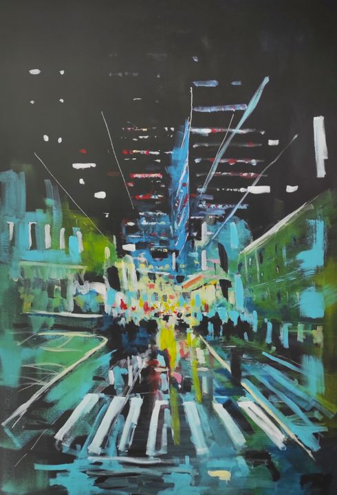 Painting titled "CITYSCAPE NO. 15" by Lukasz Lepik, Original Artwork, Acrylic
