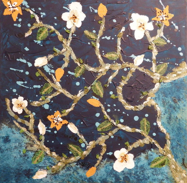 Peinture intitulée "fleur de printemps" par l-martinvavasseur, Œuvre d'art originale, Acrylique