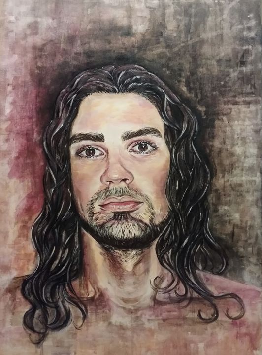 Painting titled "Иисус Христос" by Lolla Danilchuk, Original Artwork, Acrylic