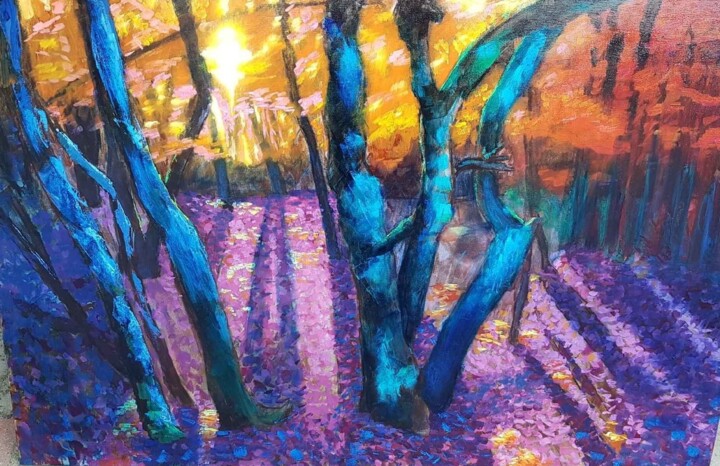 Pintura titulada "Forêt" por L'Oeuf Ou La Toile, Obra de arte original, Oleo