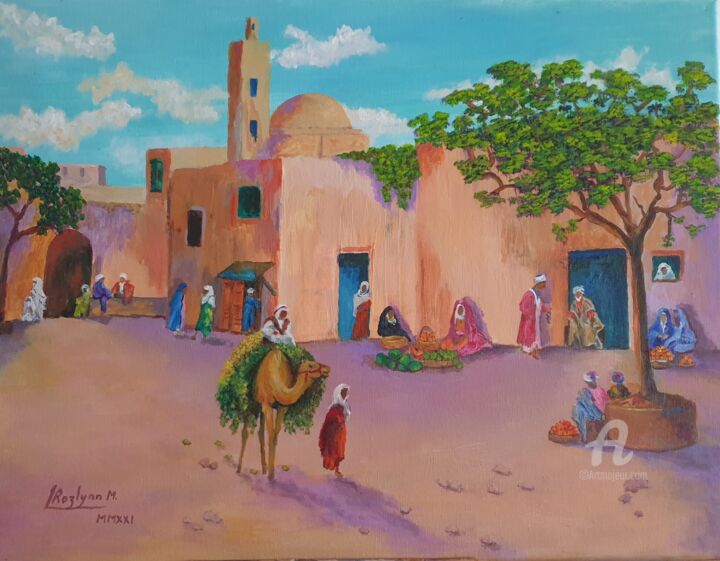 Painting titled "The Orange Sellers,…" by L'Orientaliste, Original Artwork, Acrylic