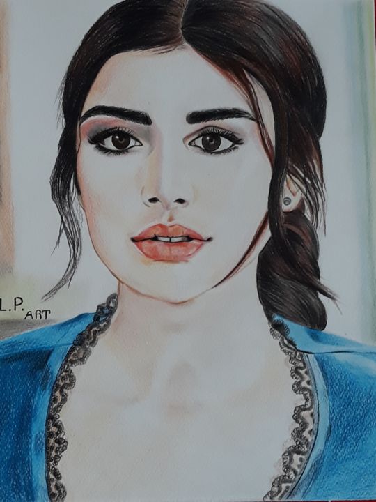 Drawing titled "Portrait of Özge Ya…" by L.P.Art Pandurska (Lina Pandurska), Original Art, Pencil