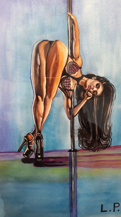 Painting titled "Supergirl" by L.P.Art Pandurska (Lina Pandurska), Original Art, Watercolor