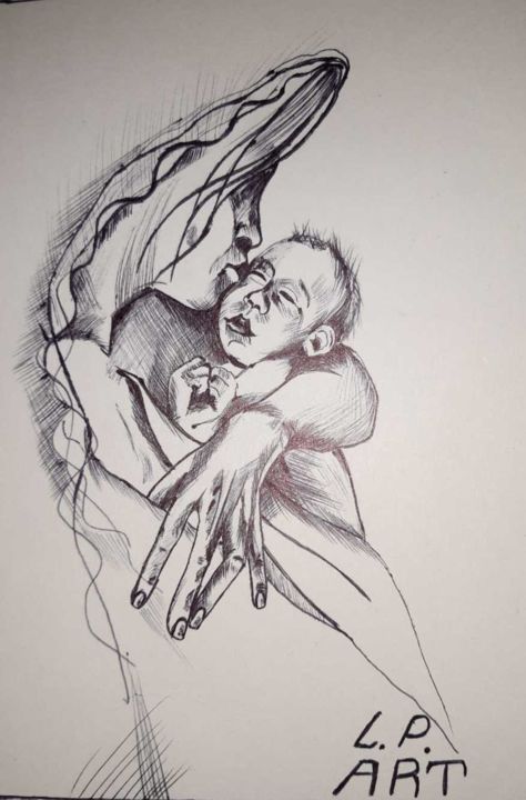 Drawing titled ""Life"" by L.P.Art Pandurska (Lina Pandurska), Original Art, Ink
