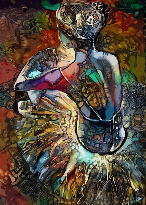 Digitale Kunst mit dem Titel "Entre-pauses - 50x7…" von L.Roche, Original-Kunstwerk, Acryl