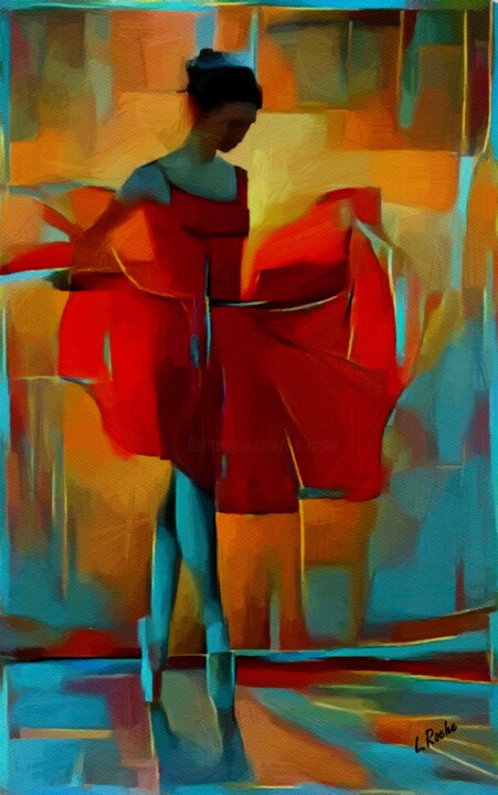 Arts numériques intitulée "Rouge Tutu" par L.Roche, Œuvre d'art originale, Encre