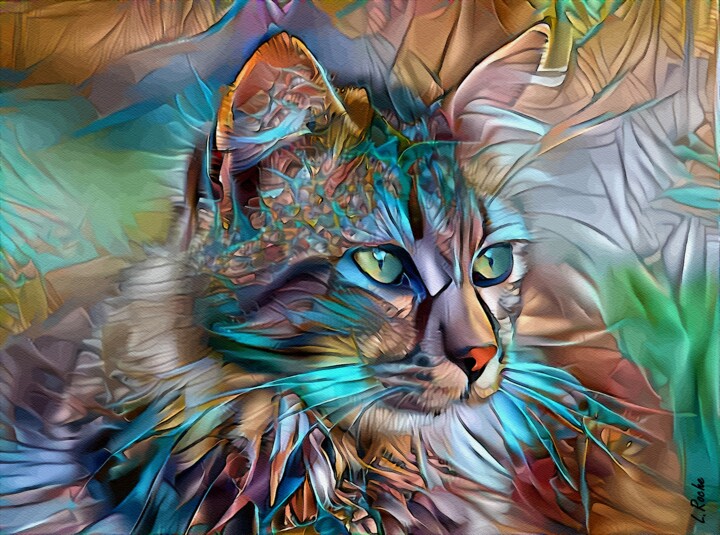 Arts numériques intitulée "Cat silk" par L.Roche, Œuvre d'art originale, Acrylique