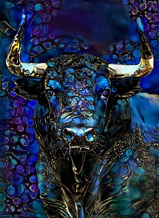 Arts numériques intitulée "Taurus - Mix media…" par L.Roche, Œuvre d'art originale, Acrylique