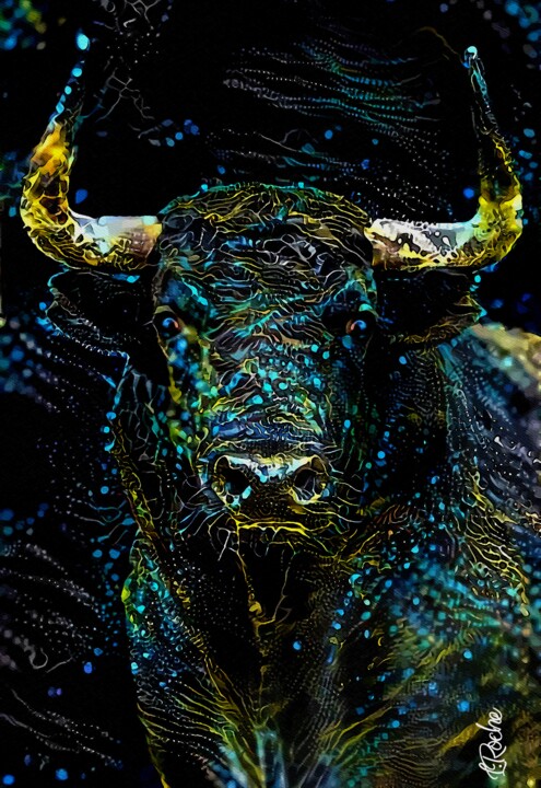 Digital Arts με τίτλο "Cosmos Bull - Mix m…" από L.Roche, Αυθεντικά έργα τέχνης, Ακρυλικό