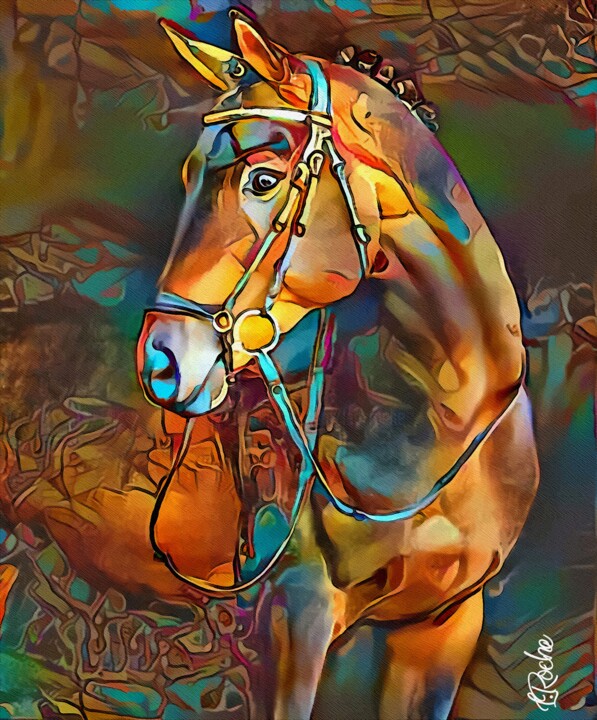 Arte digital titulada "Amerigo, horse" por L.Roche, Obra de arte original, Acrílico