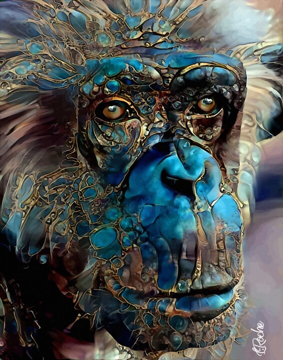 Digital Arts titled "Marlon, Monkey" by L.Roche, Original Artwork, Acrylic