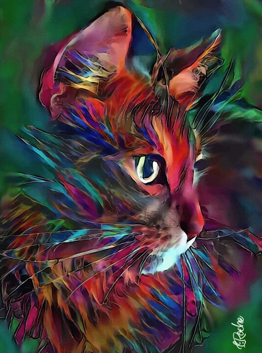 Digital Arts titled "Freezby, cat - Mix…" by L.Roche, Original Artwork, Acrylic