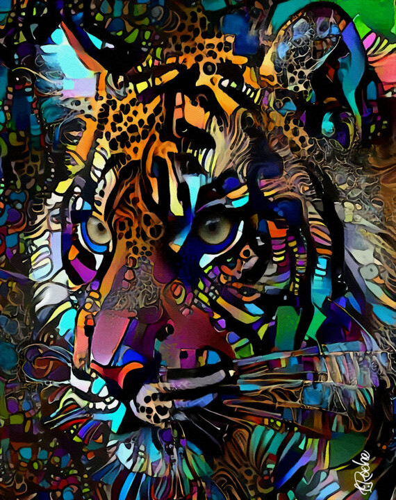 Arts numériques intitulée "Savana fiesta- Tige…" par L.Roche, Œuvre d'art originale, Acrylique