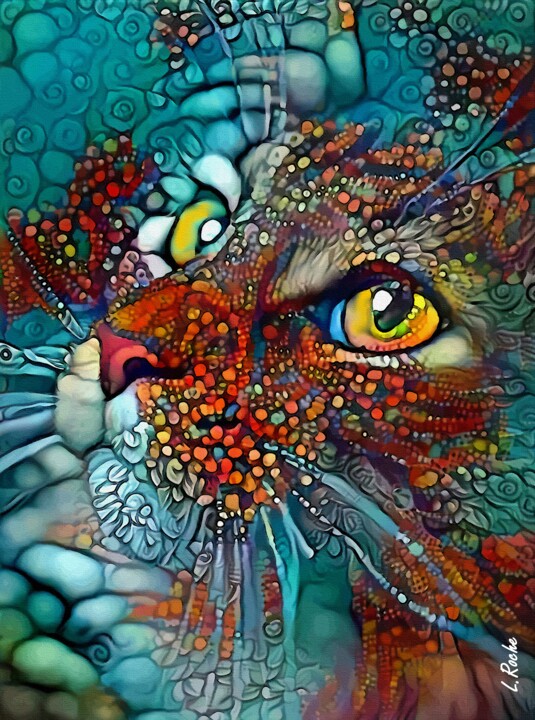 Digital Arts titled "Beata - Cat, mix me…" by L.Roche, Original Artwork, Acrylic