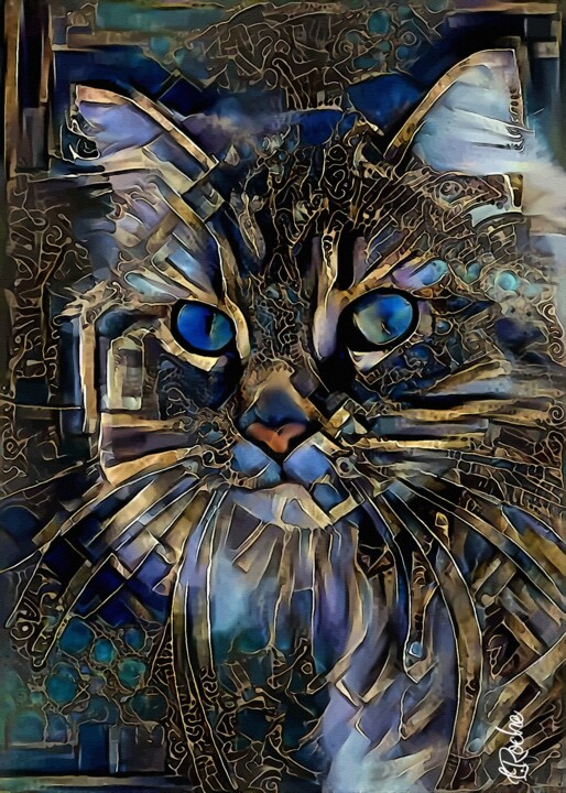 Digital Arts titled "Nomi,cat - Mix medi…" by L.Roche, Original Artwork, Acrylic