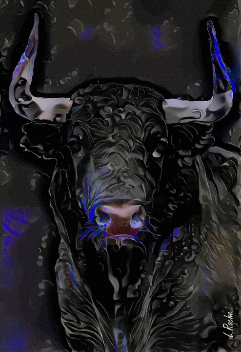 Artes digitais intitulada "Sombra, bull - Mix…" por L.Roche, Obras de arte originais, Acrílico