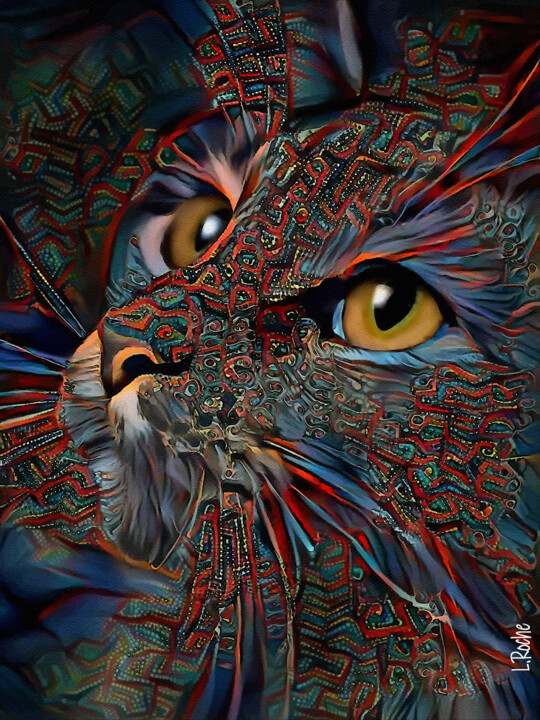 Arte digital titulada "Francy, cat" por L.Roche, Obra de arte original, Acrílico