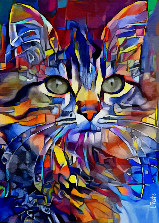 Digital Arts με τίτλο "Zunia, cat" από L.Roche, Αυθεντικά έργα τέχνης, Ακρυλικό