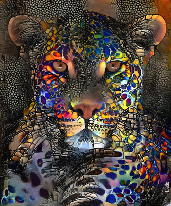 Arte digital titulada "leopardo 8000" por L.Roche, Obra de arte original, Trabajo Digital 2D