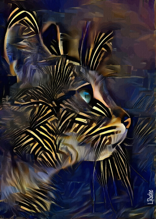 Digital Arts με τίτλο "Demir JR, cat" από L.Roche, Αυθεντικά έργα τέχνης, Ακρυλικό