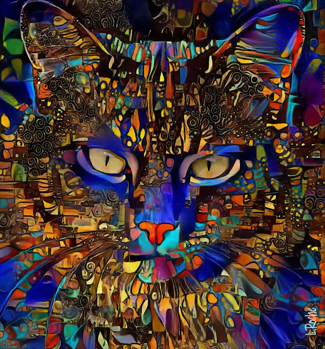 Цифровое искусство под названием "Sangat, cat" - L.Roche, Подлинное произведение искусства, Акрил