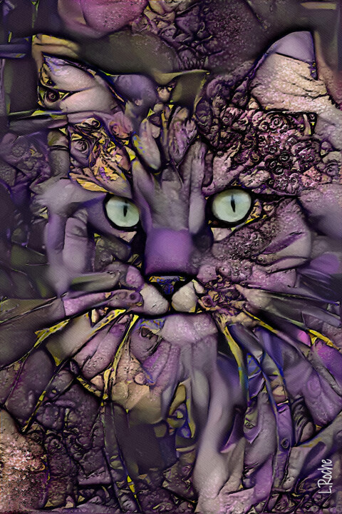 Digital Arts titled "Eylmi, cat" by L.Roche, Original Artwork, Acrylic